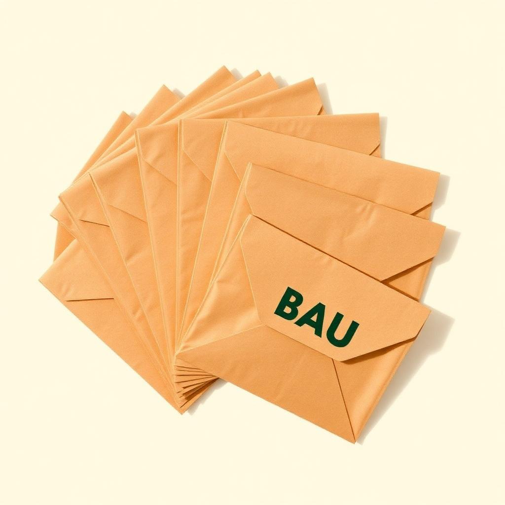 Fanned pack of kraft BAU seed envelopes